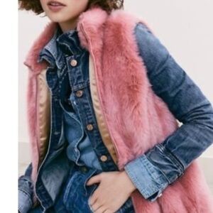 J. Crew Plush Faux Fur Vest Pink
